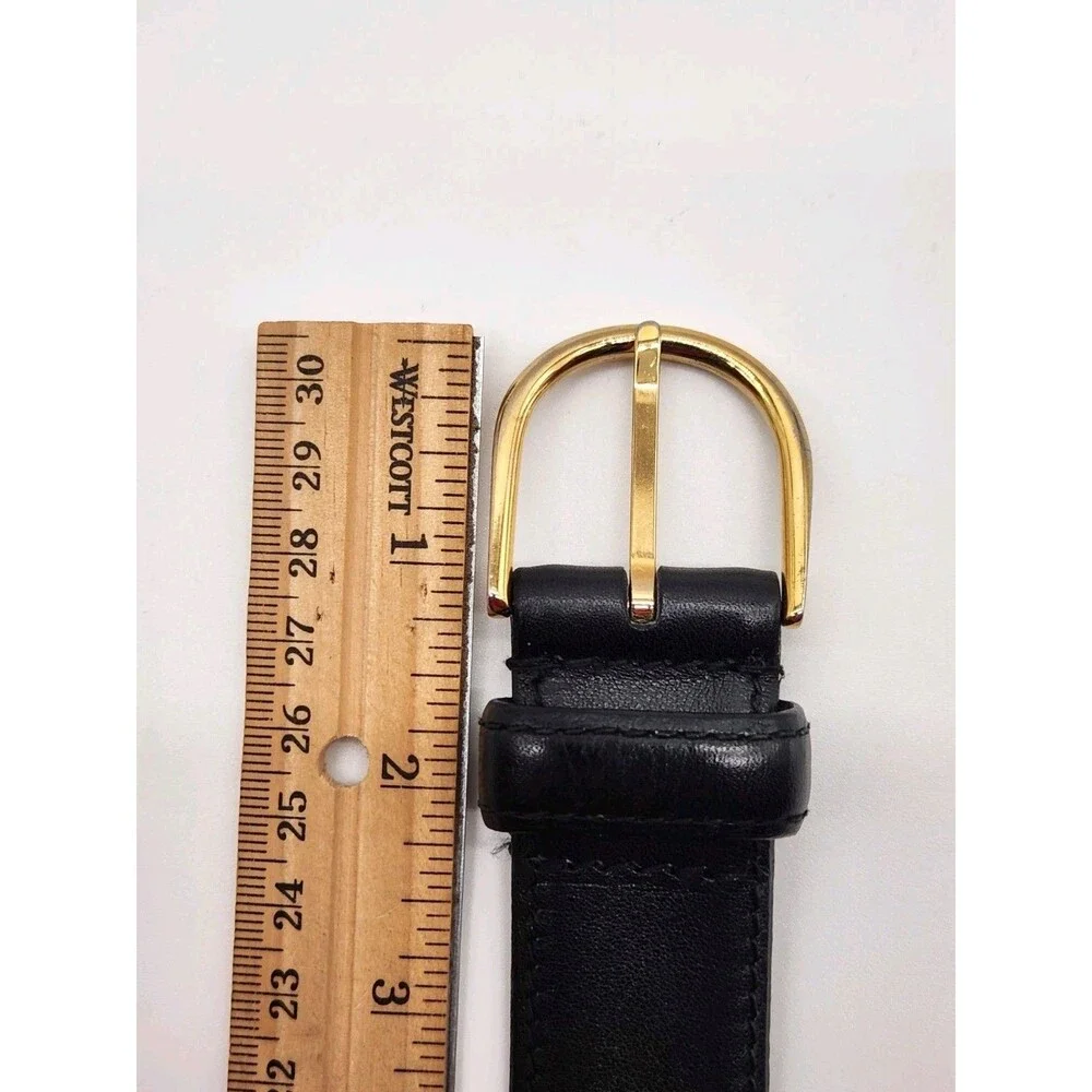 Maus & Hoffman Size 40 Black Leather Dress Belt Made In Italy